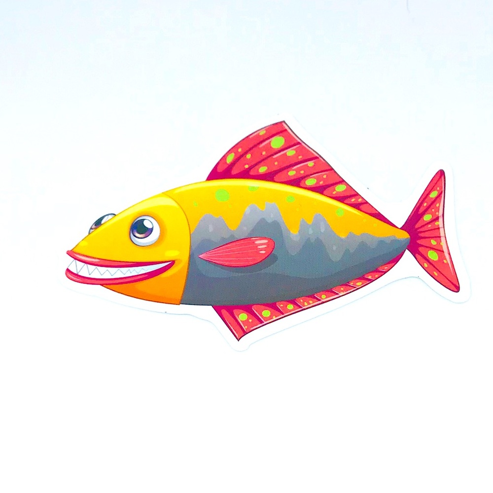 Happy Tropical Ocean Water Fish Cartoon Style Single Decor Stic…